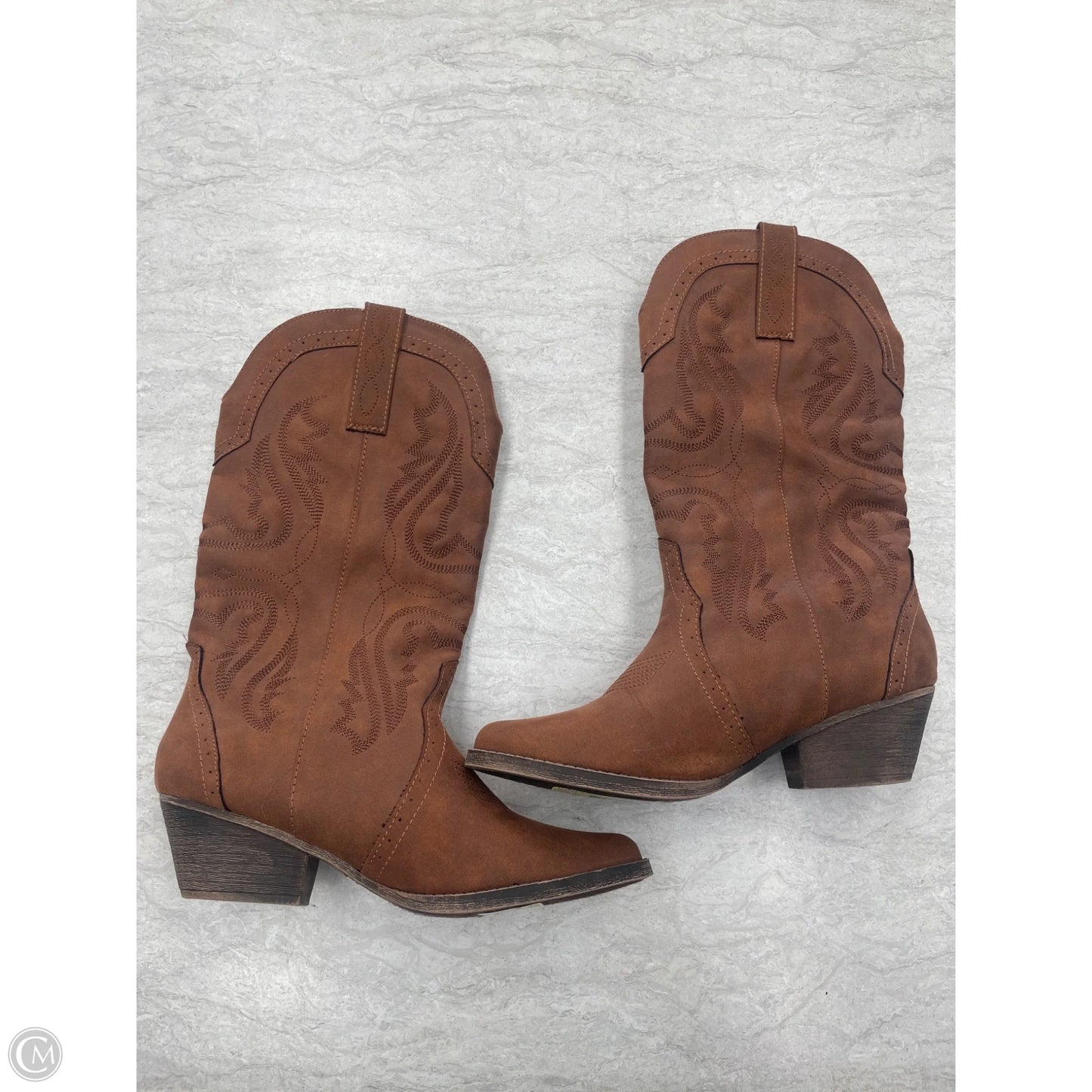 Boots Mid-calf Flats By Clothes Mentor In Brown, Size: 8.5