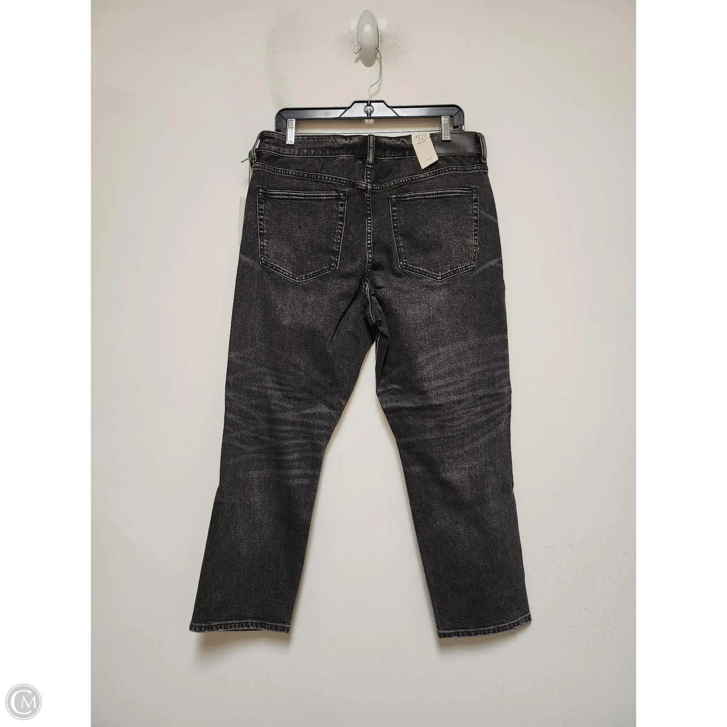 Jeans Straight By Ae77 In Black Denim, Size: 14