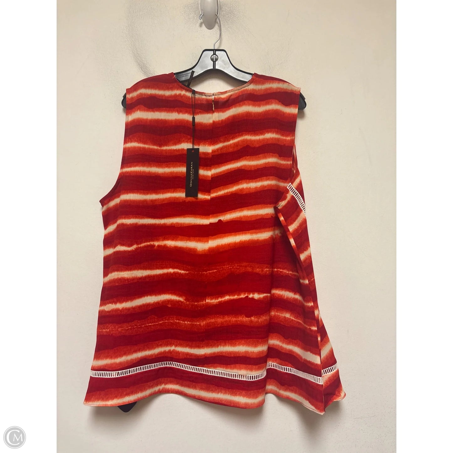 Top Sleeveless By Donna Karan In Orange & Red, Size: Xl