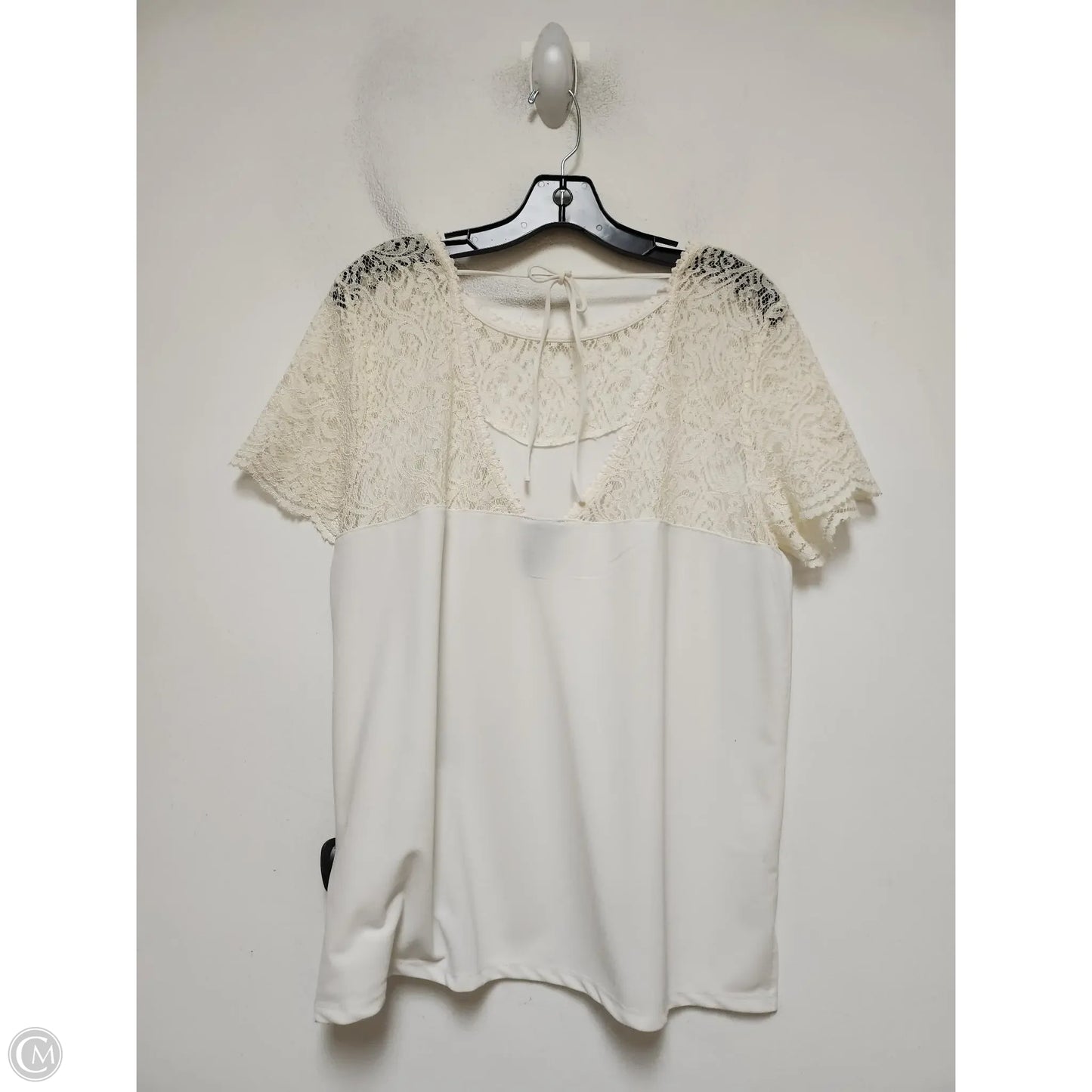 Top Short Sleeve By Ann Taylor In Cream, Size: L