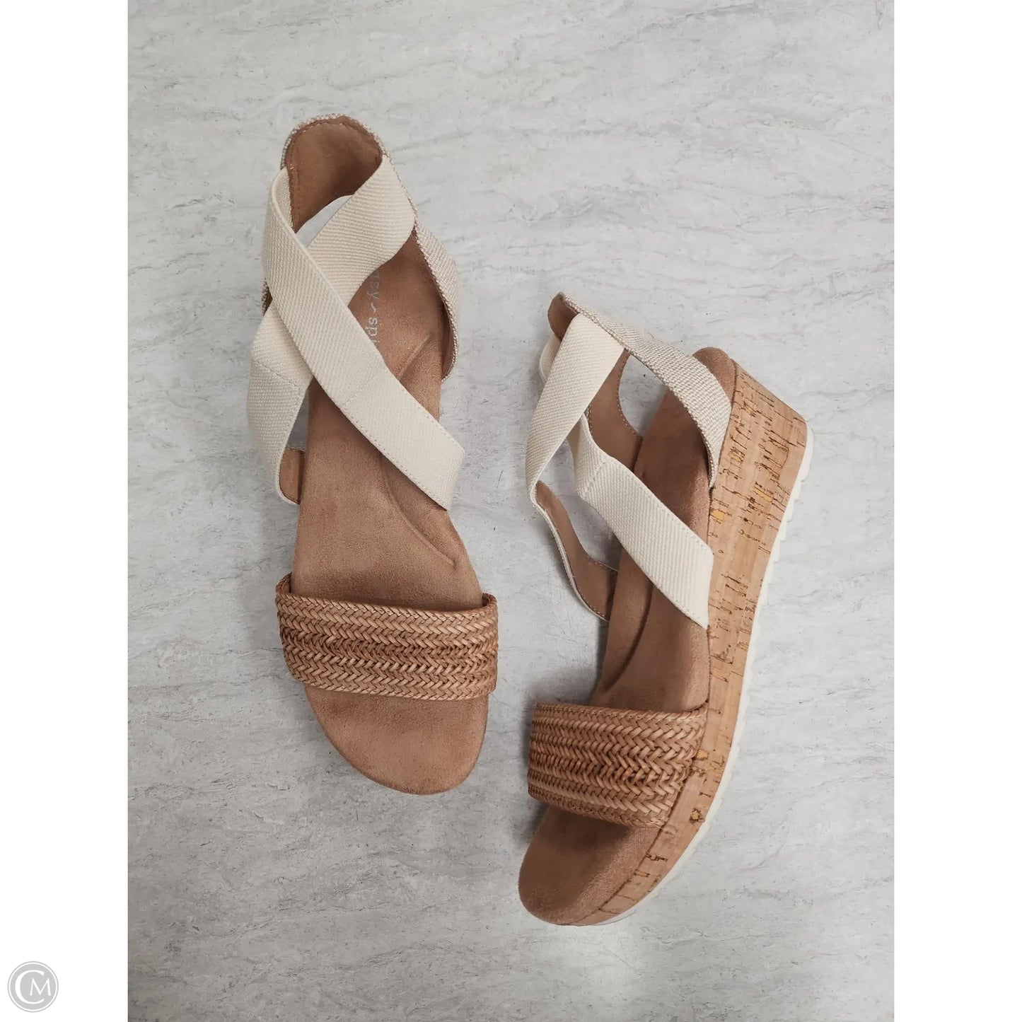 Sandals Heels Wedge By Easy Spirit In Tan, Size: 7.5