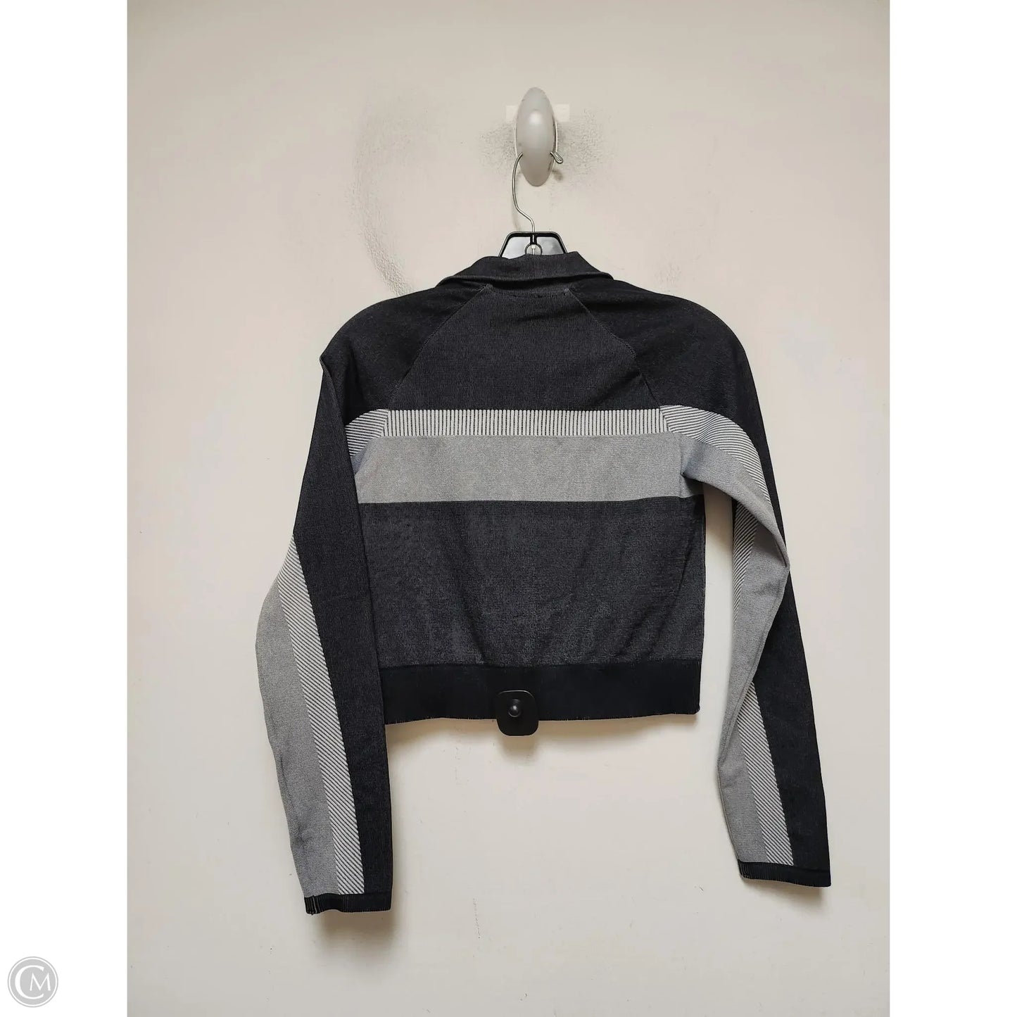 Athletic Top Long Sleeve Collar By Fabletics In Black & Grey, Size: M