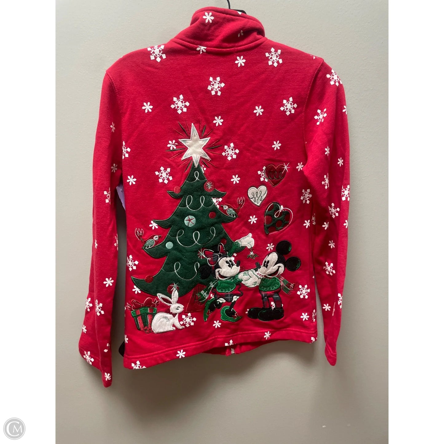 Sweatshirt Hoodie By Walt Disney In Red & White, Size: Xs