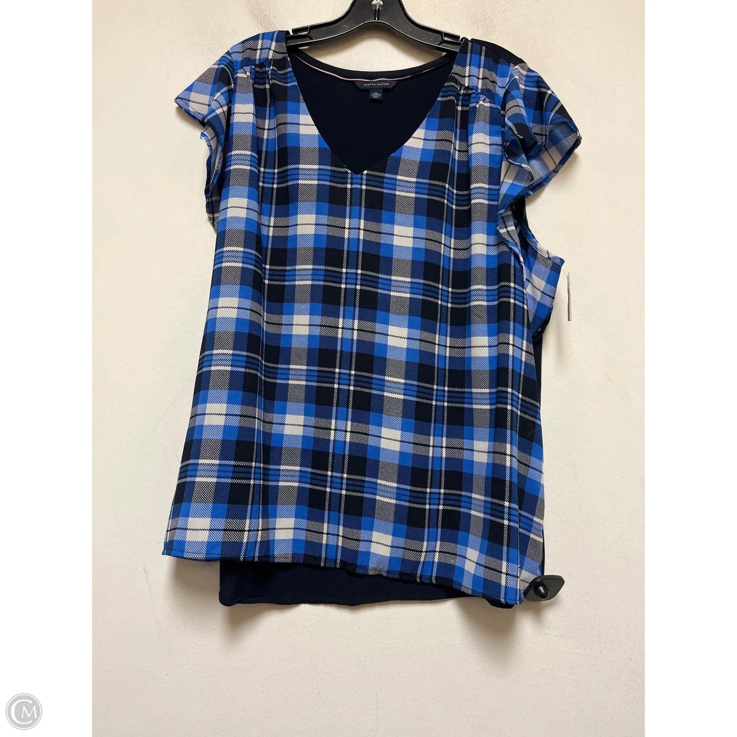 Top Short Sleeve By Tommy Hilfiger In Plaid Pattern, Size: Xxl