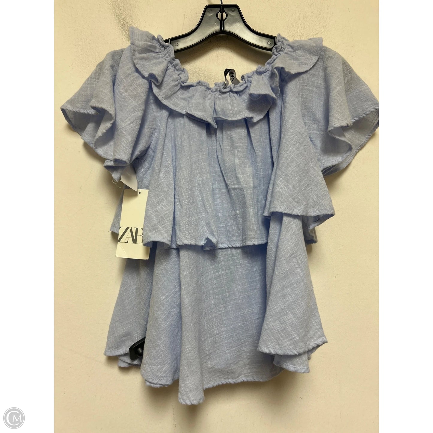 Top Short Sleeve By Zara In Blue, Size: S
