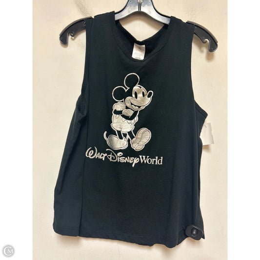 Top Sleeveless Basic By Walt Disney In Black & Silver, Size: L