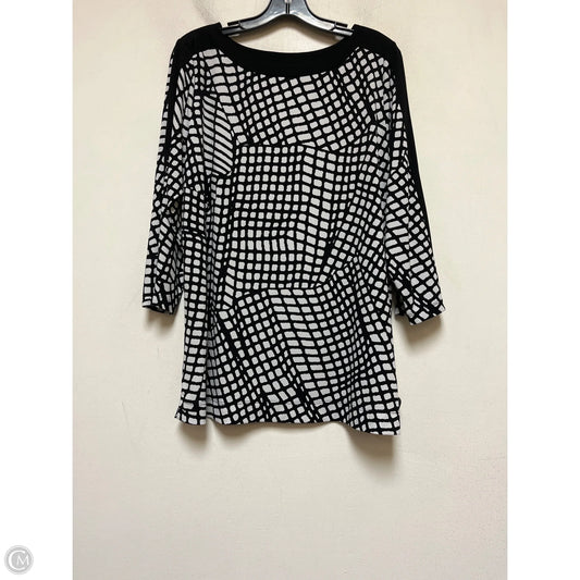 Top Short Sleeve By Susan Graver In Black & White, Size: L