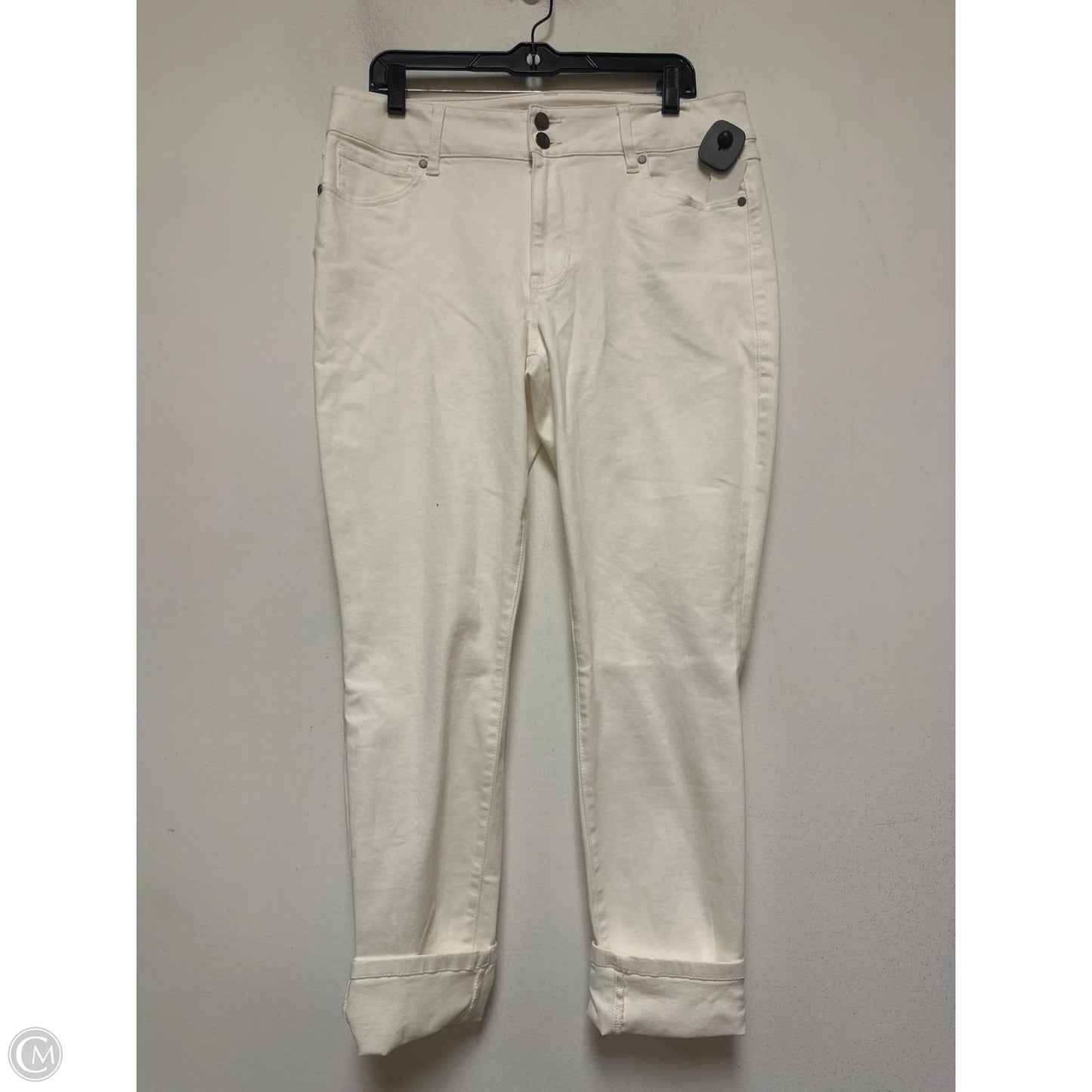 Jeans Skinny By Cabi In White Denim, Size: 14