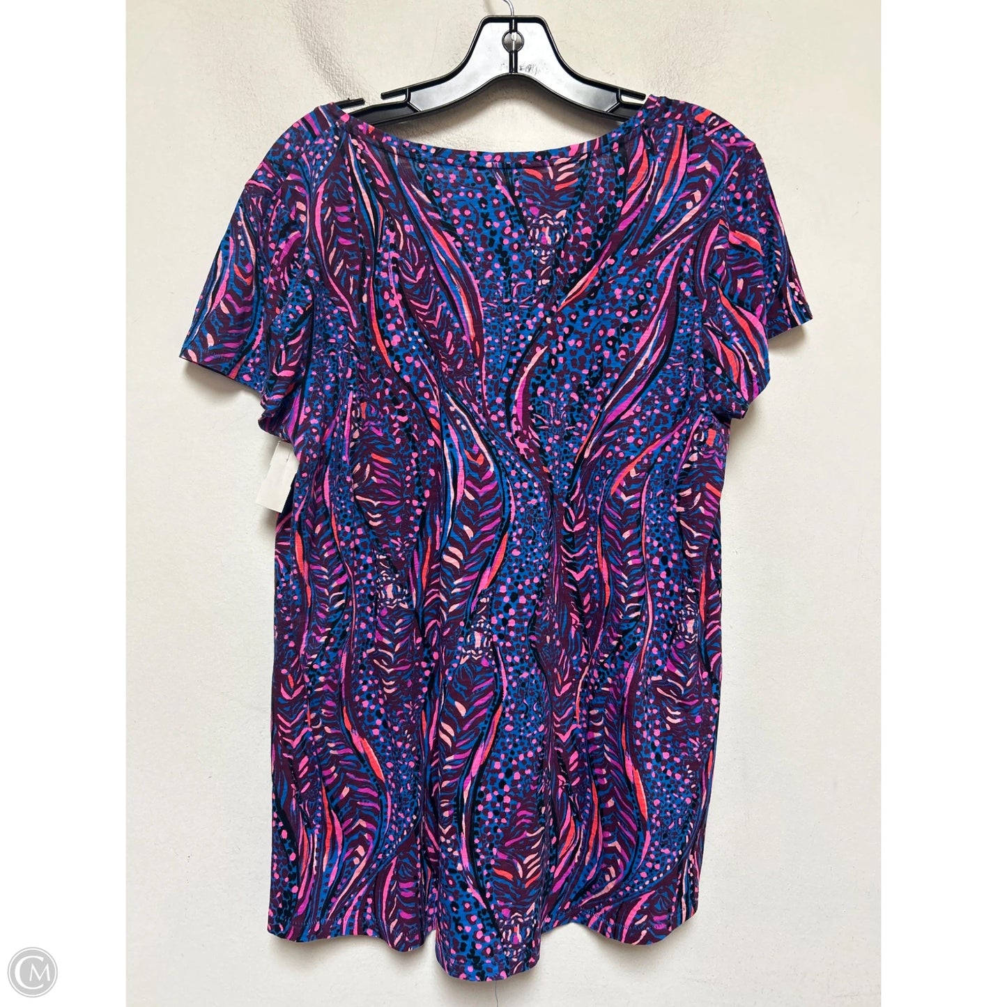 Top Short Sleeve Designer By Lilly Pulitzer In Blue & Purple, Size: L
