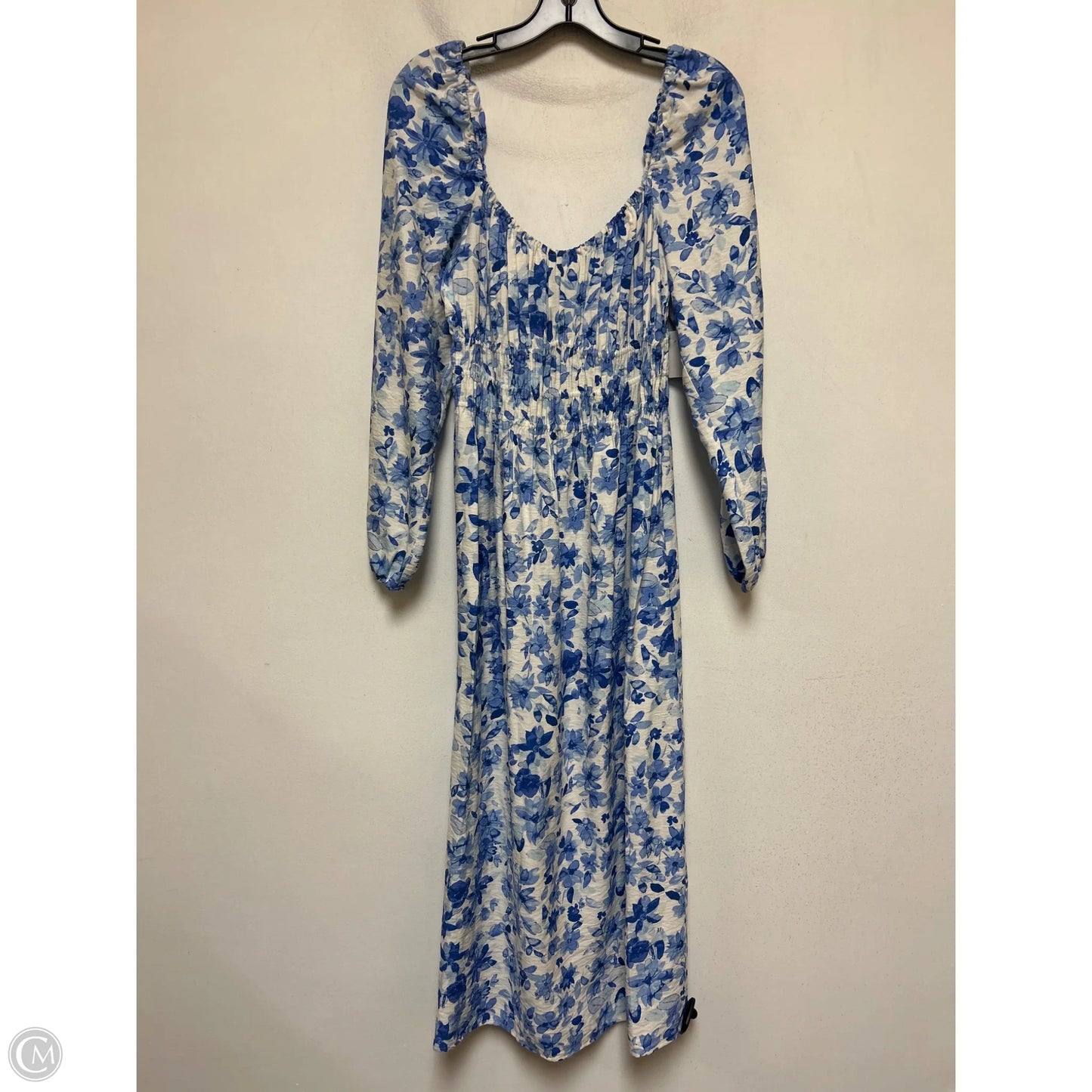 Dress Casual Maxi By H&m In Blue & White, Size: M