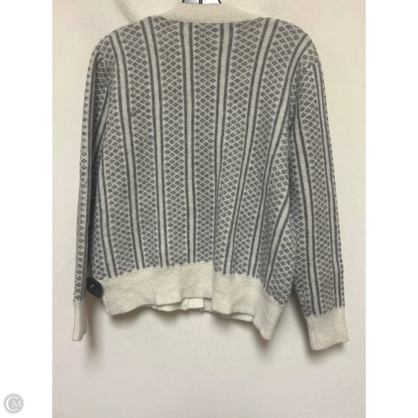 Sweater Cardigan By Shein In Grey & White, Size: Xl
