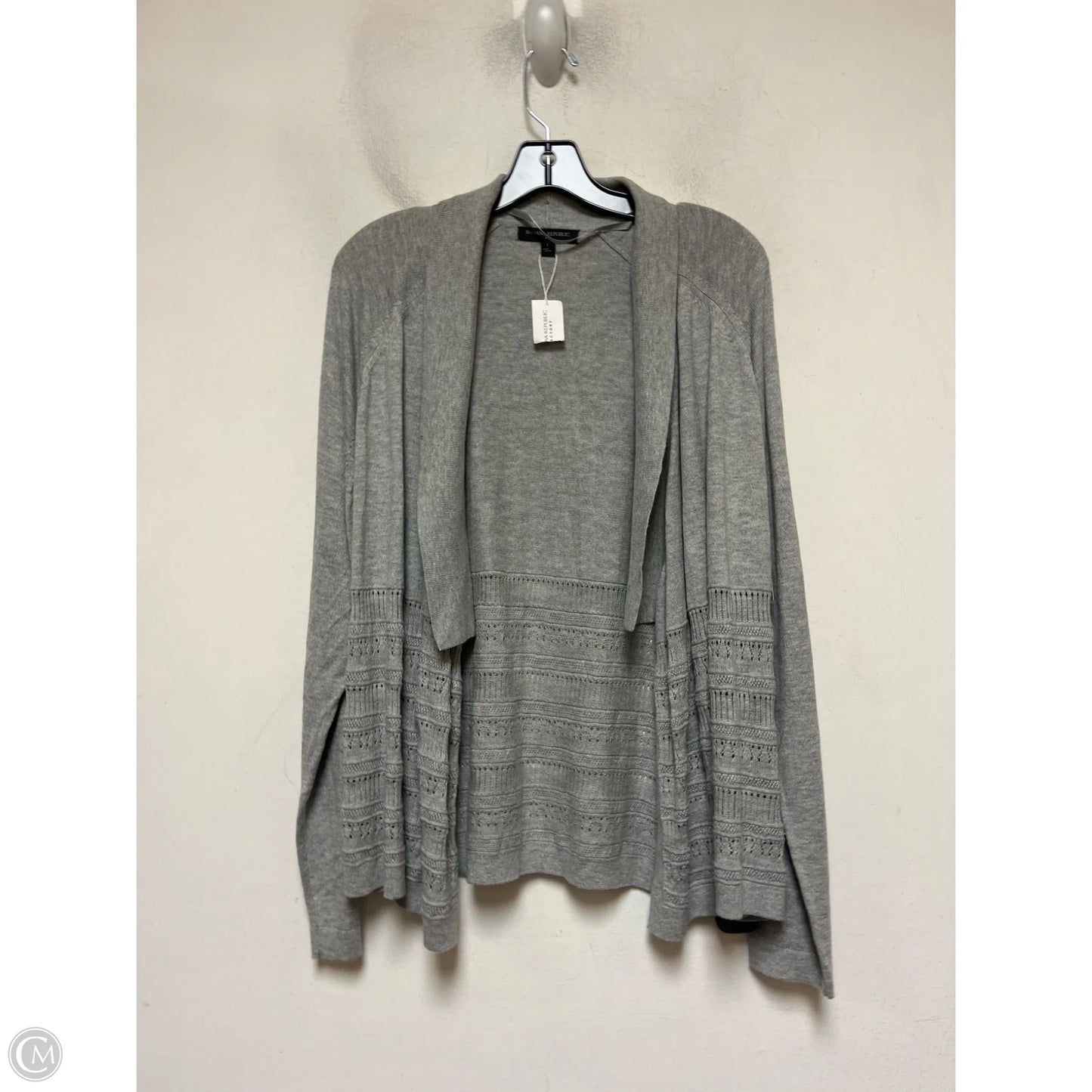 Sweater Cardigan By Banana Republic In Grey, Size: L