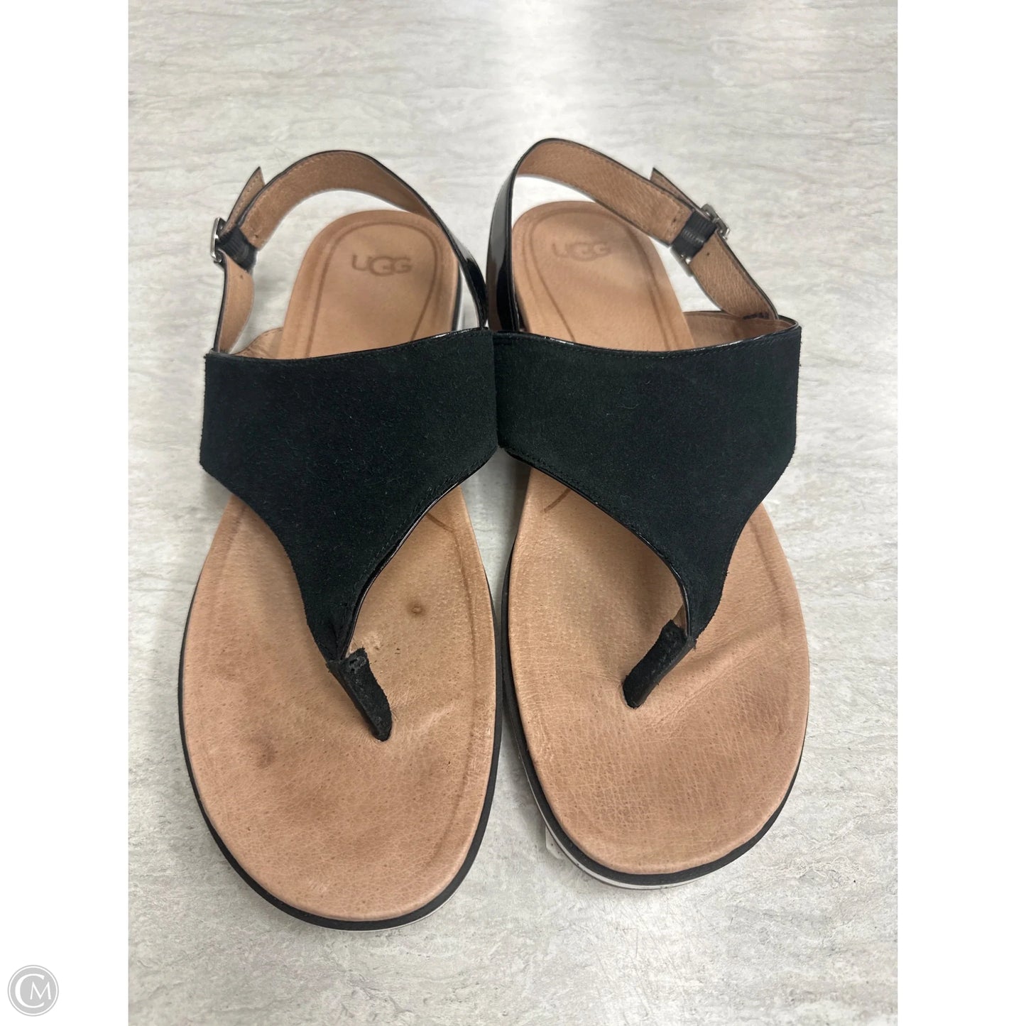 Sandals Designer By Ugg In Black & Tan, Size: 12