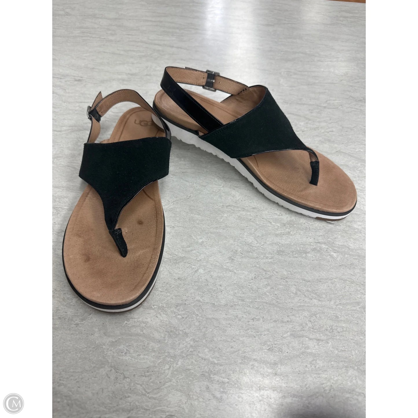 Sandals Designer By Ugg In Black & Tan, Size: 12