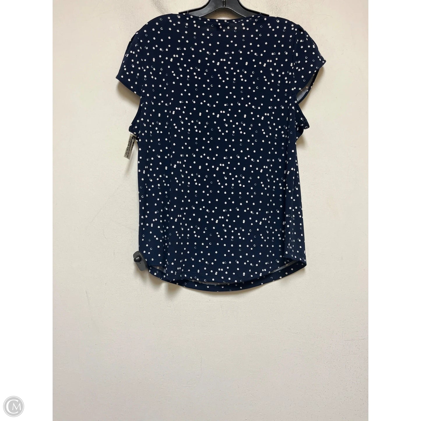 Top Short Sleeve By Adrianna Papell In Blue & White, Size: M