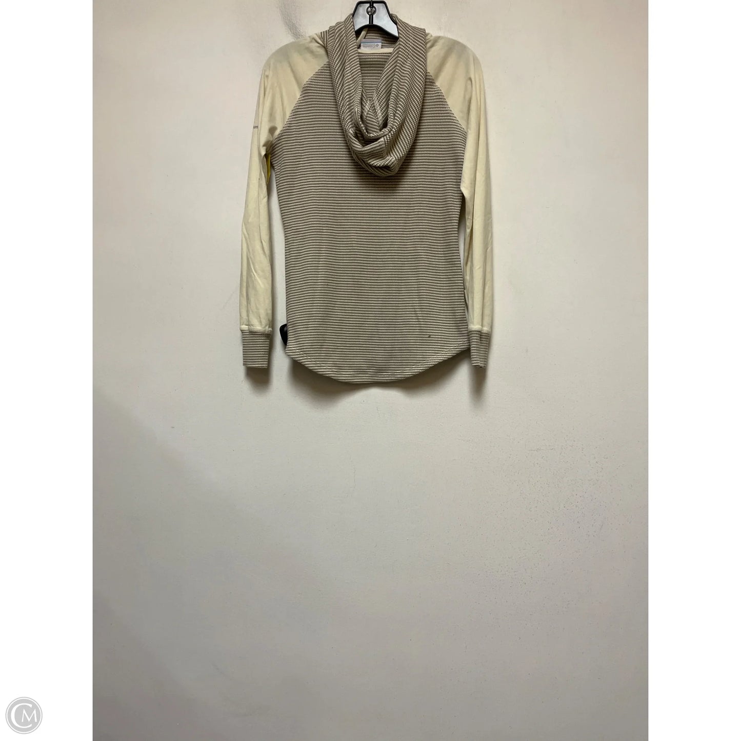 Athletic Top Long Sleeve Hoodie By Columbia In Cream & Tan, Size: M
