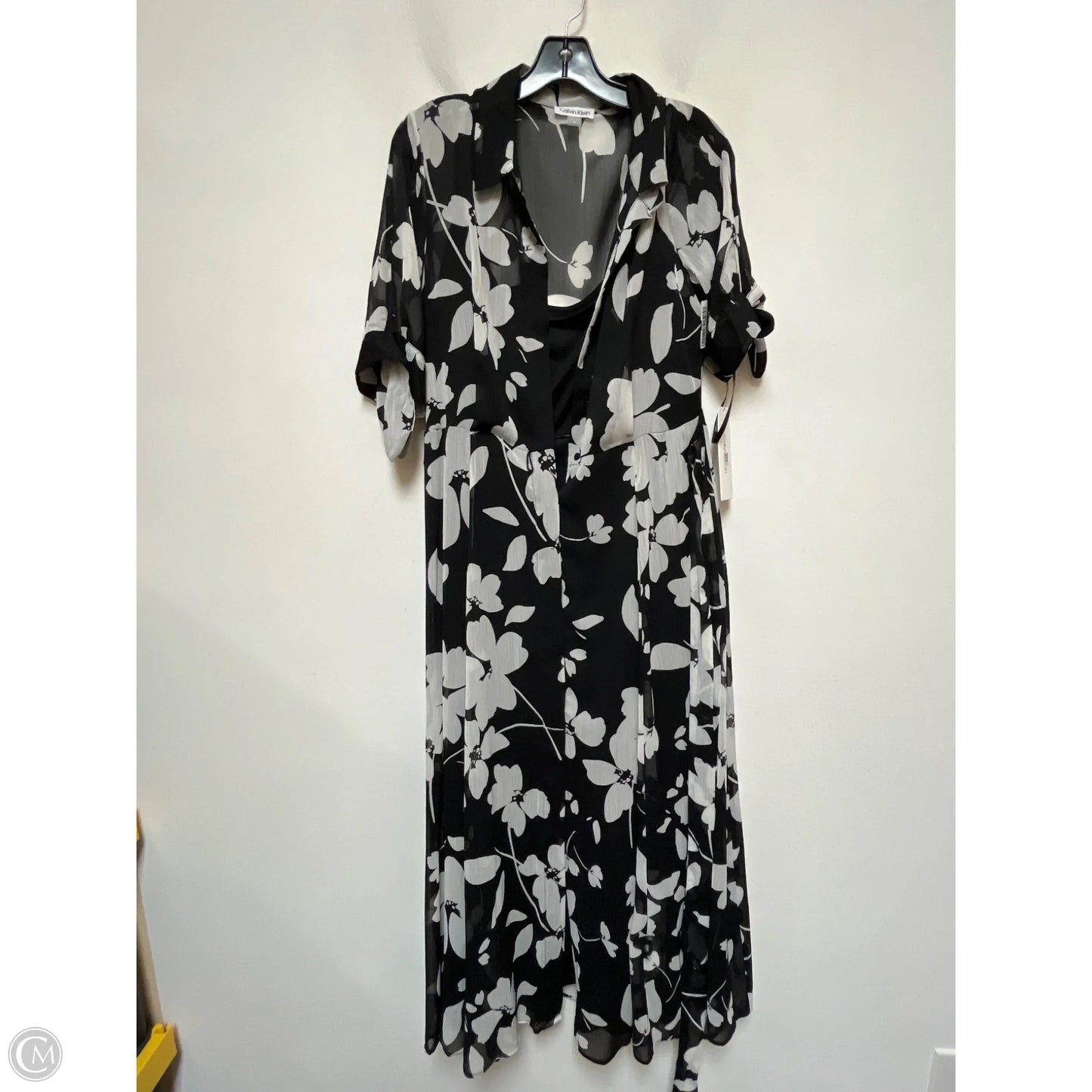 Dress Casual Maxi By Calvin Klein In Black & White, Size: L