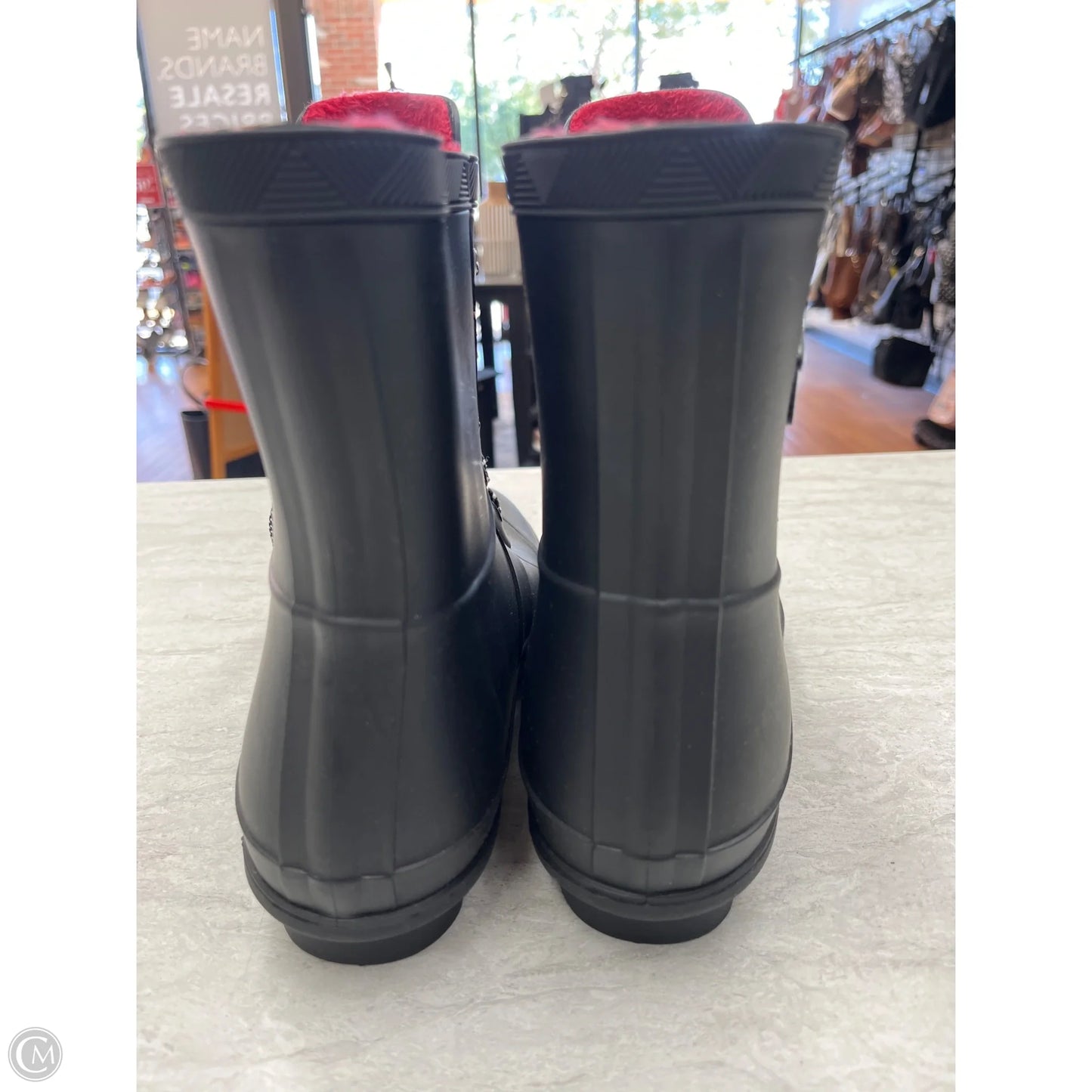 Boots Rain By Tommy Hilfiger In Black & Red, Size: 9