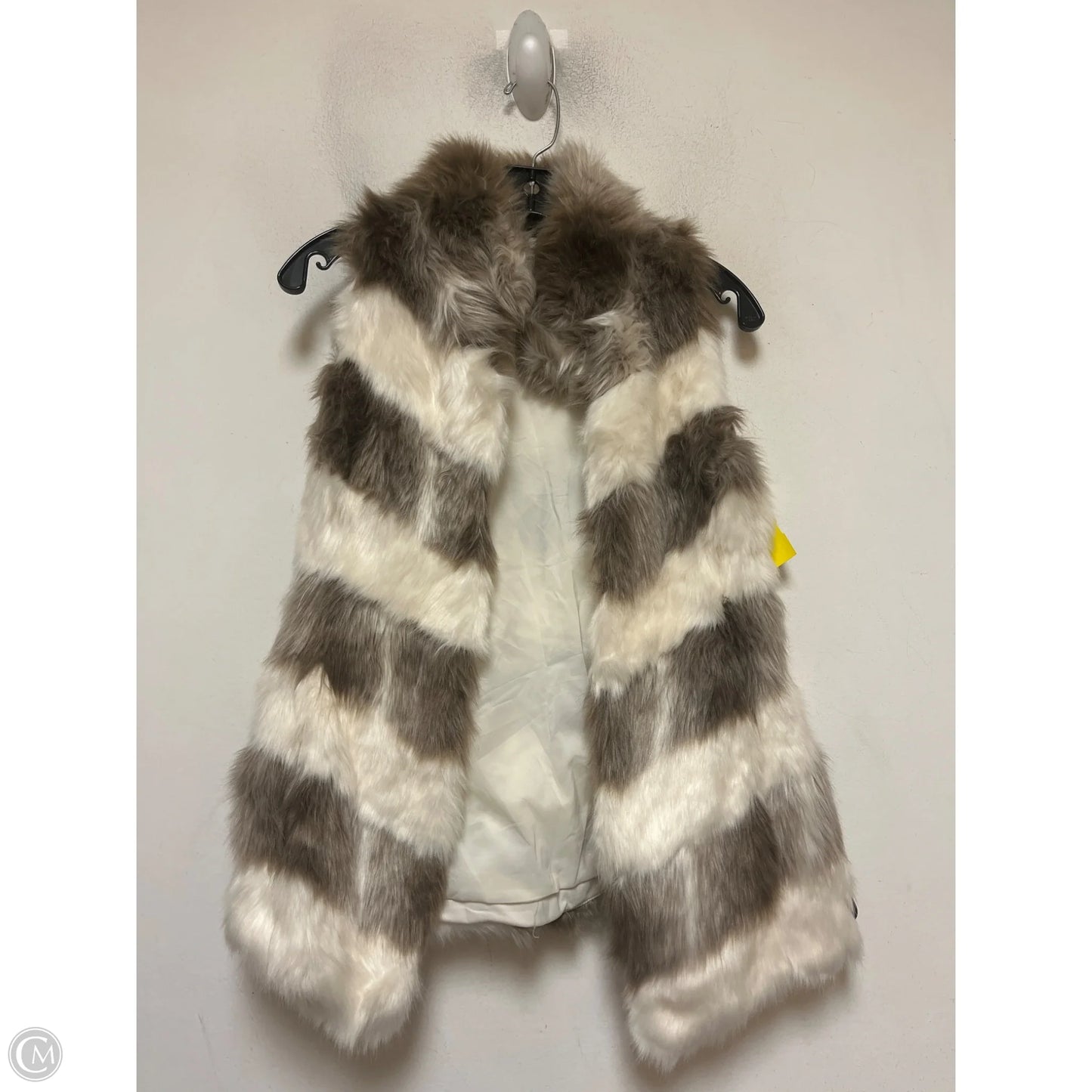 Vest Faux Fur & Sherpa By White House Black Market In Brown & White, Size: Xxs