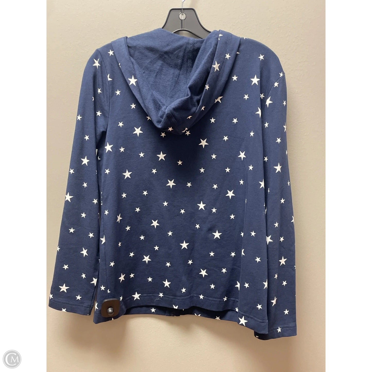 Sweatshirt Hoodie By Karen Scott In Blue & White, Size: S