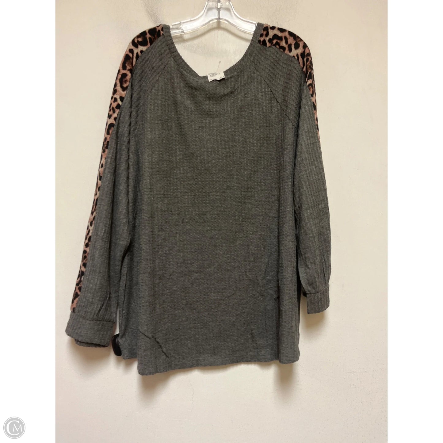Top Long Sleeve By Brittany Black In Grey, Size: 3x