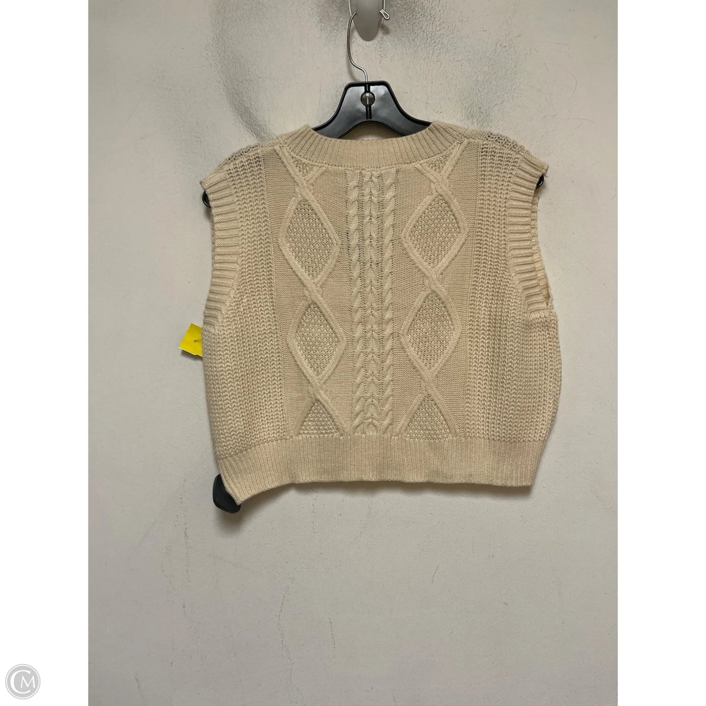 Vest Sweater By Clothes Mentor In Cream, Size: L