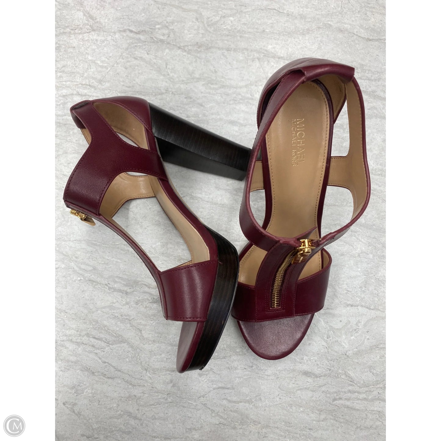Sandals Heels Wedge By Michael By Michael Kors In Maroon, Size: 8