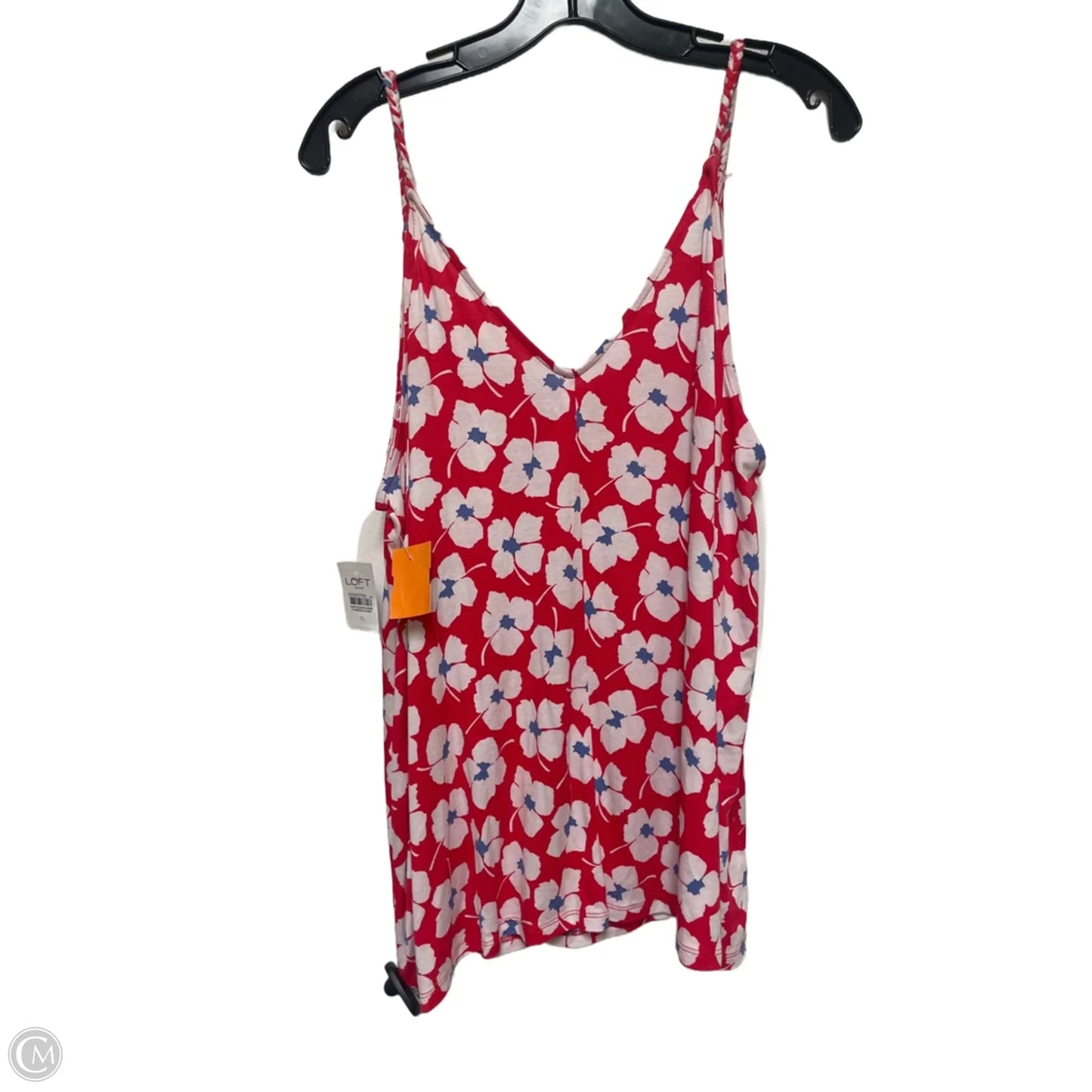 Top Sleeveless By Loft In Red & White, Size: Xl
