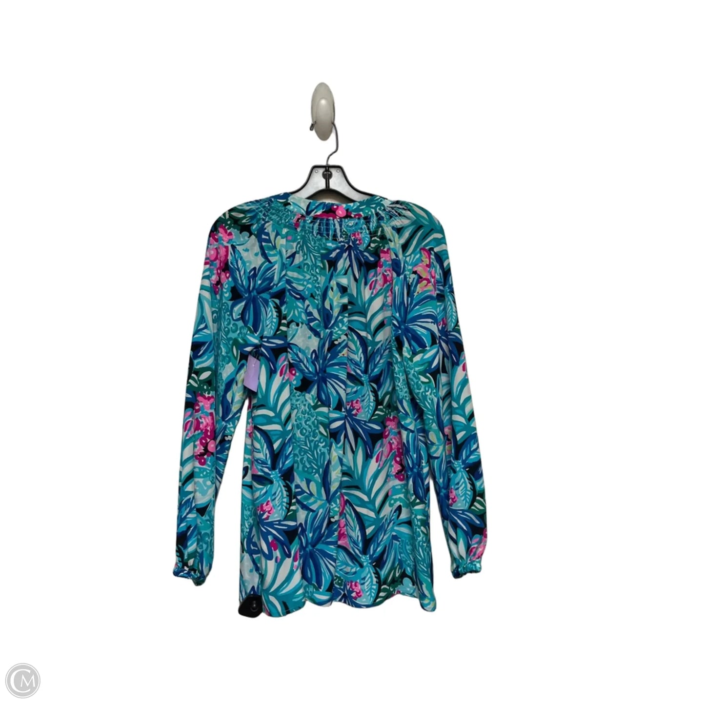 Top Long Sleeve Designer By Lilly Pulitzer In Blue & Pink, Size: M