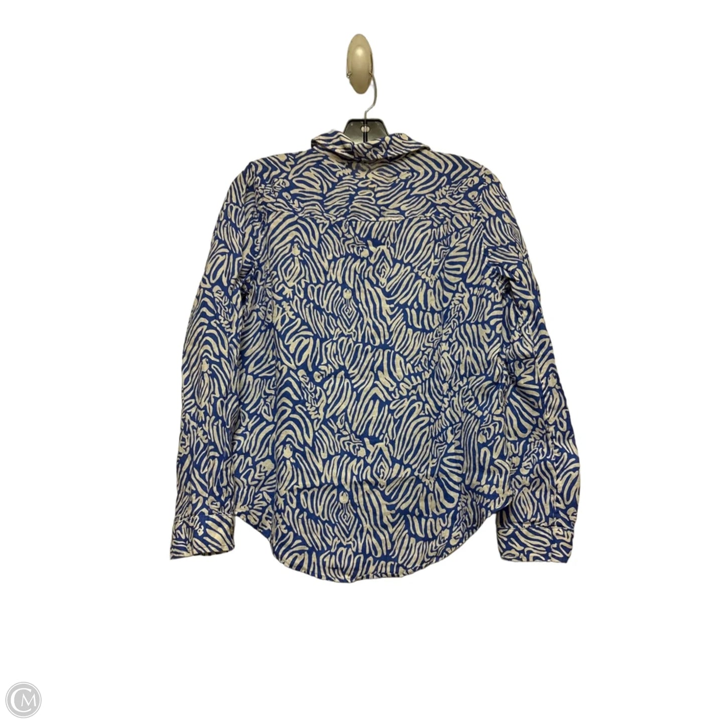 Top Long Sleeve Designer By Lilly Pulitzer In Blue & White, Size: S
