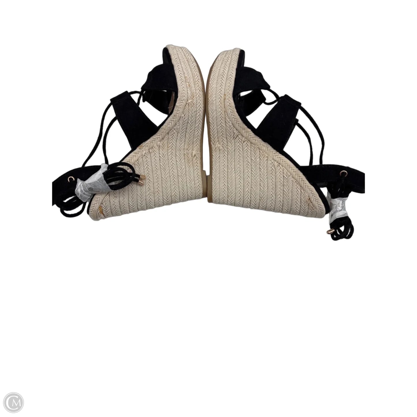 Sandals Heels Wedge By Just Fab In Black & Tan, Size: 6