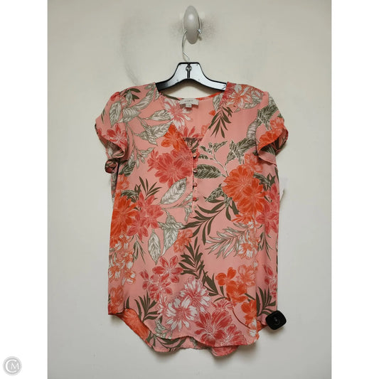 Top Short Sleeve By Loft In Floral Print, Size: Xs