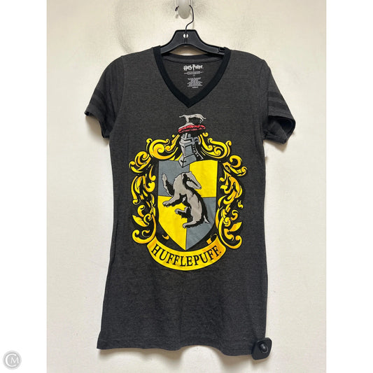 Top Short Sleeve By Clothes Mentor In Grey & Yellow, Size: L