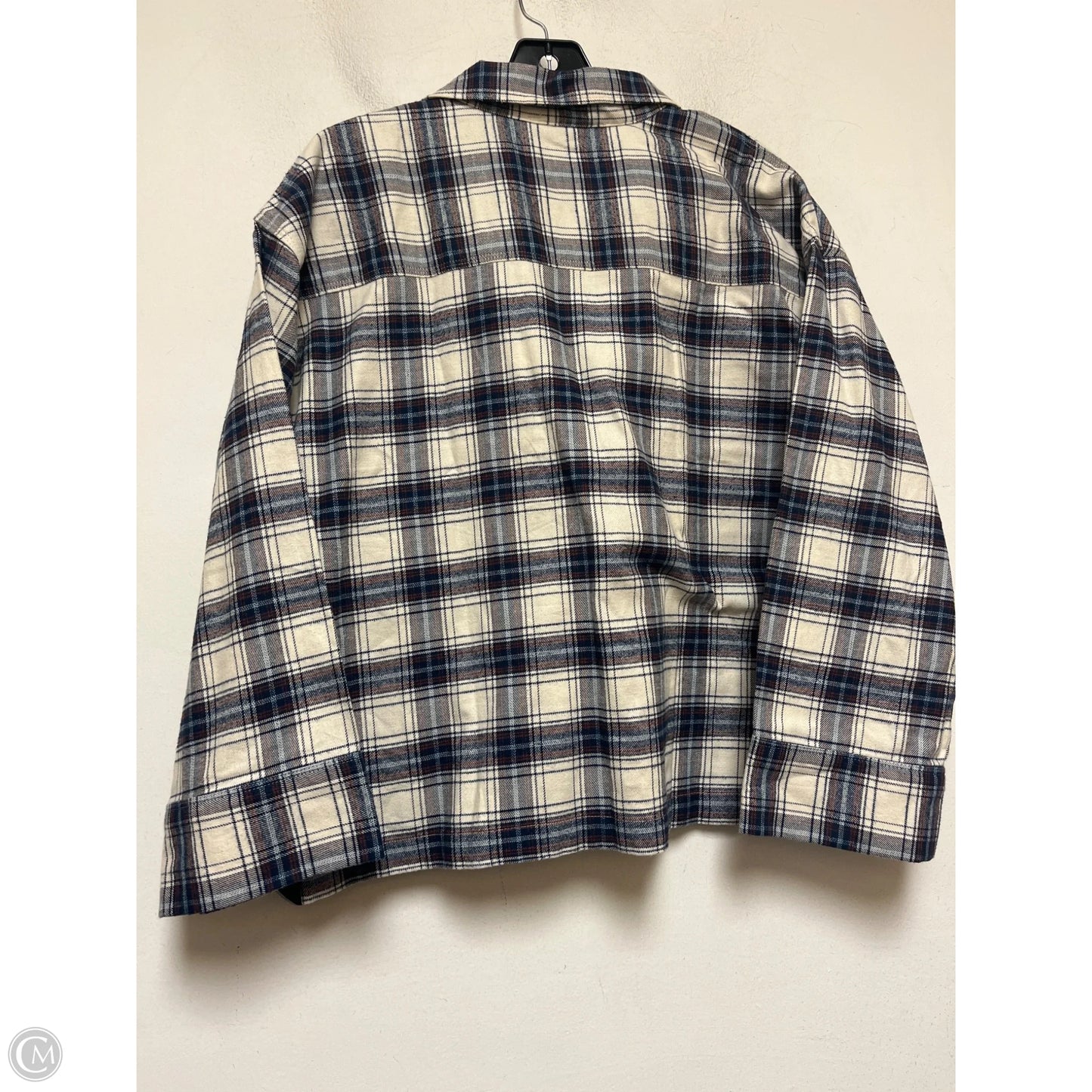 Top Long Sleeve By Loft In Plaid Pattern, Size: M