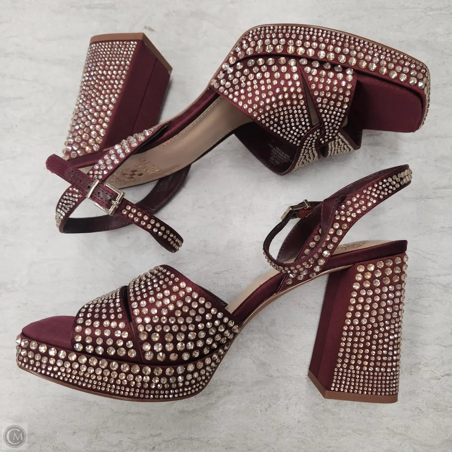 Sandals Heels Block By Vince Camuto In Maroon, Size: 9
