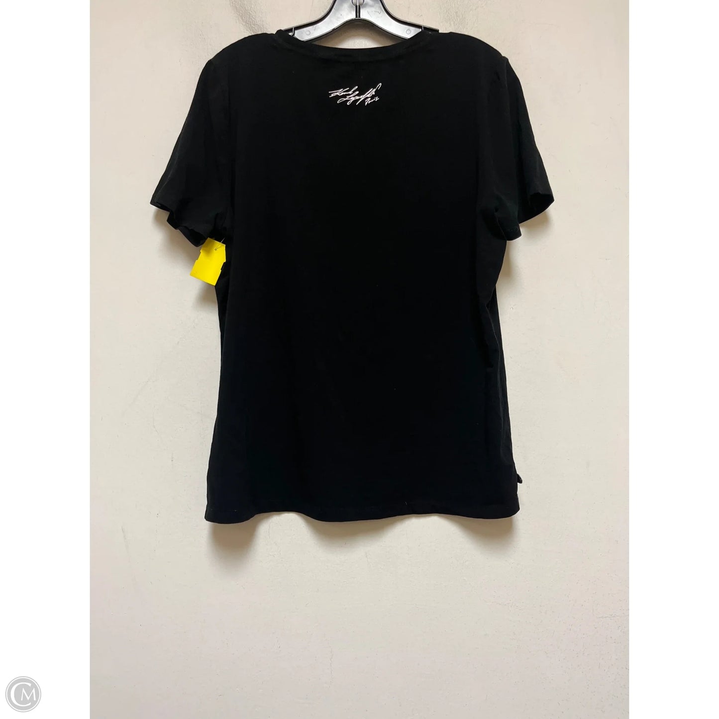 Top Short Sleeve Designer By Karl Lagerfeld In Black, Size: L