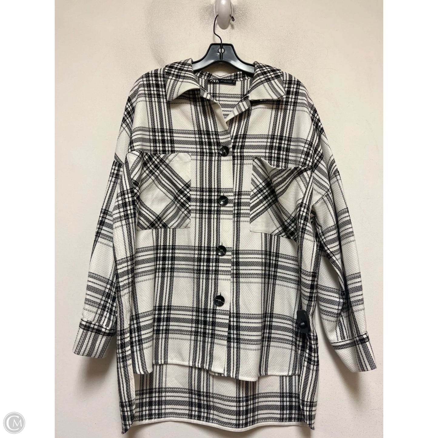Jacket Shirt By Zara In Plaid Pattern, Size: S