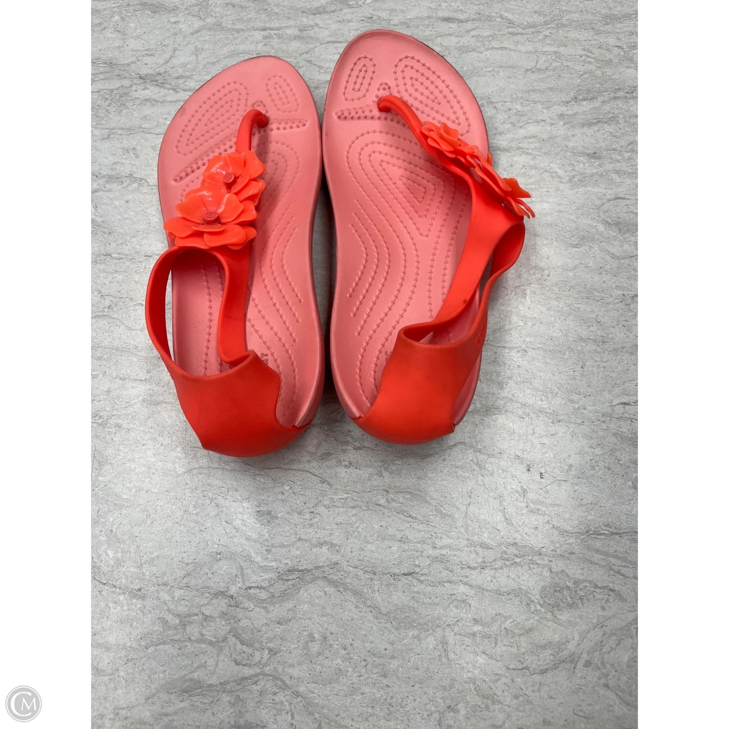 Sandals Flats By Crocs In Orange, Size: 8