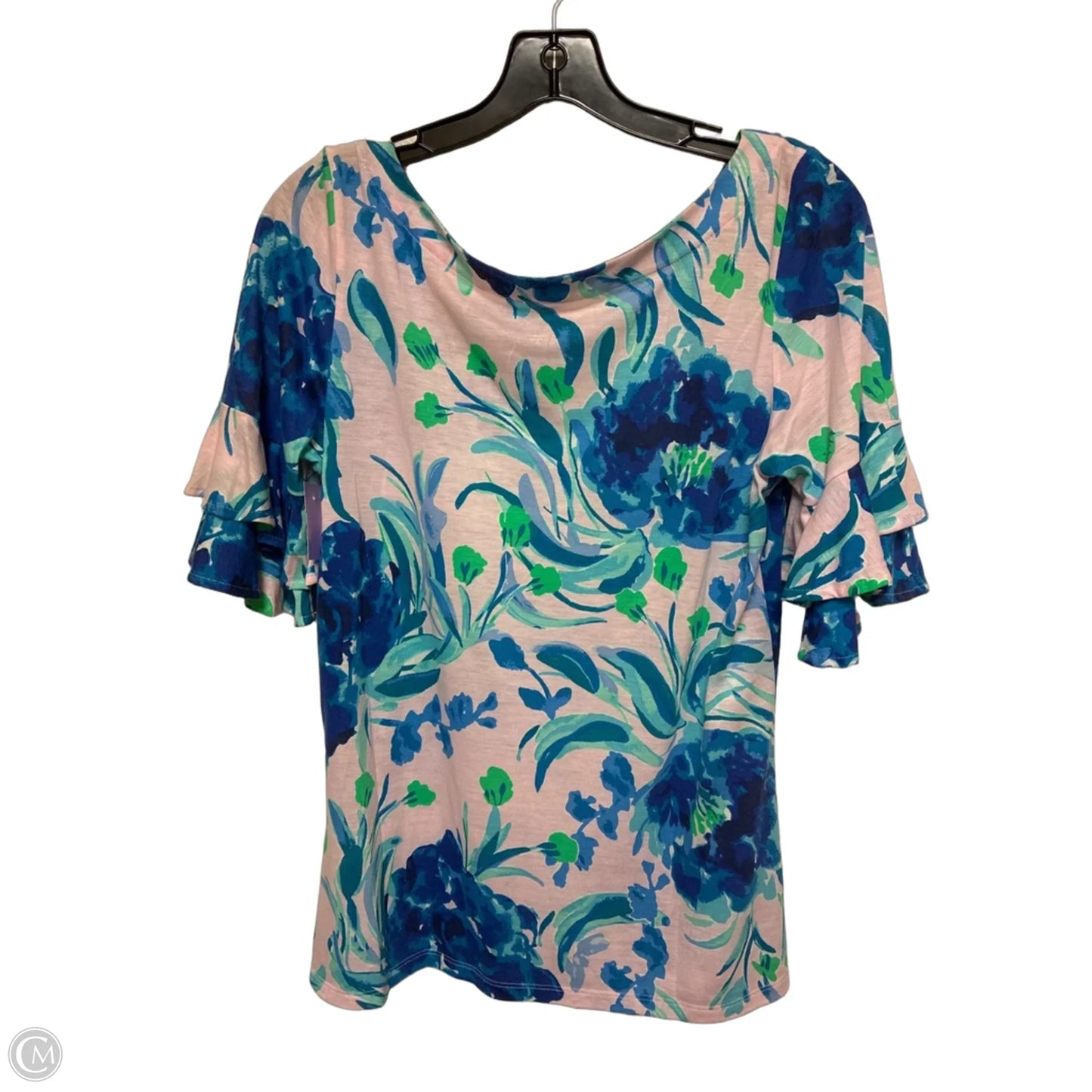 Top Short Sleeve Designer By Lilly Pulitzer In Floral Print, Size: S