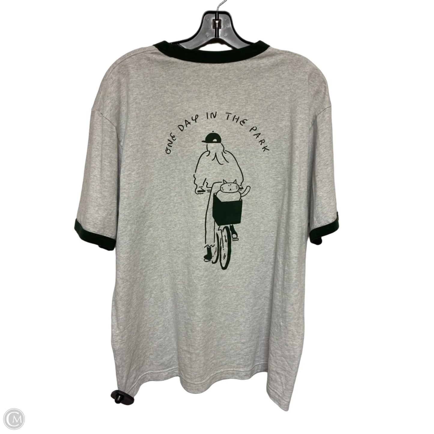 Top Short Sleeve Basic By Uniqlo In Green & Grey, Size: M