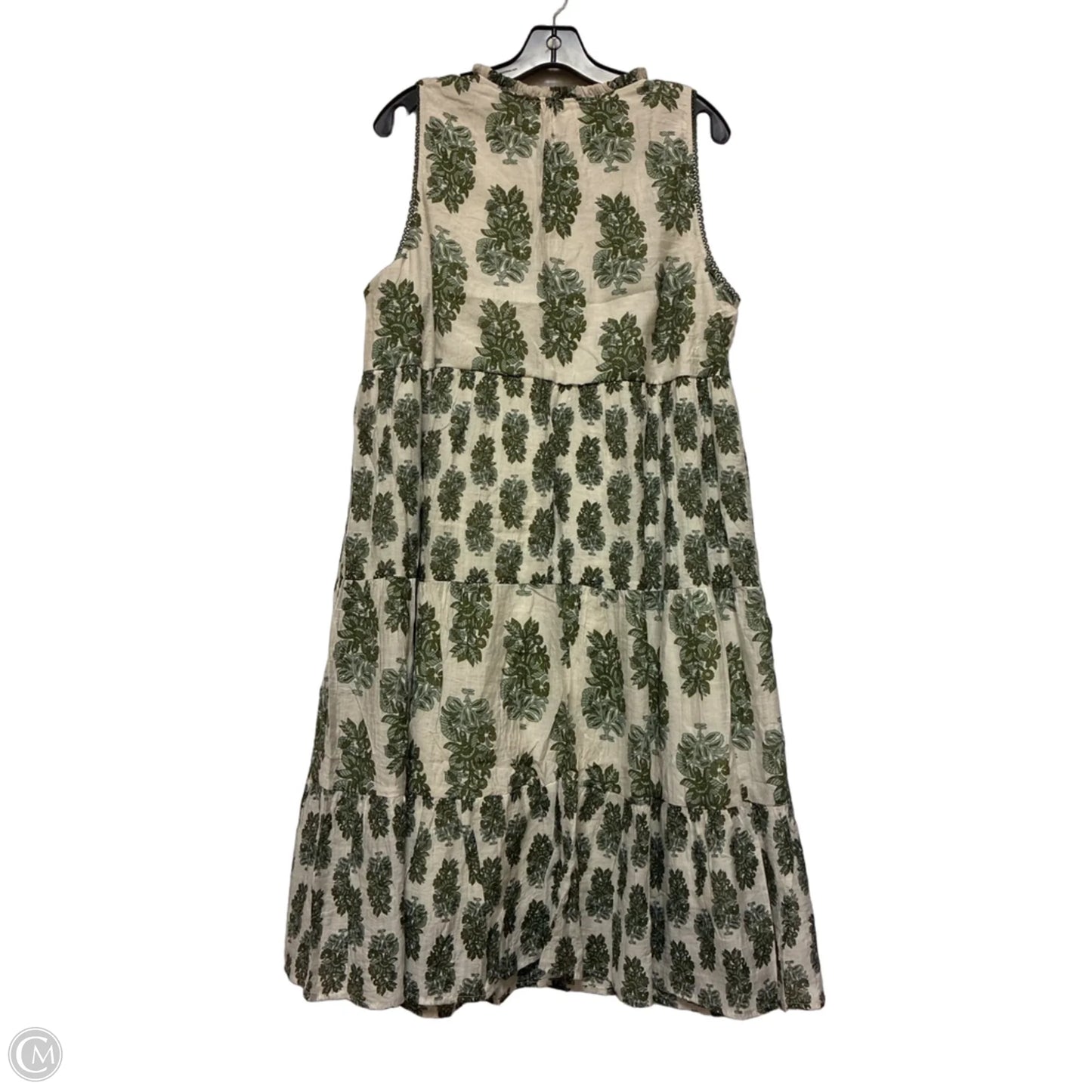 Dress Casual Short By Clothes Mentor In Cream & Green, Size: Xl