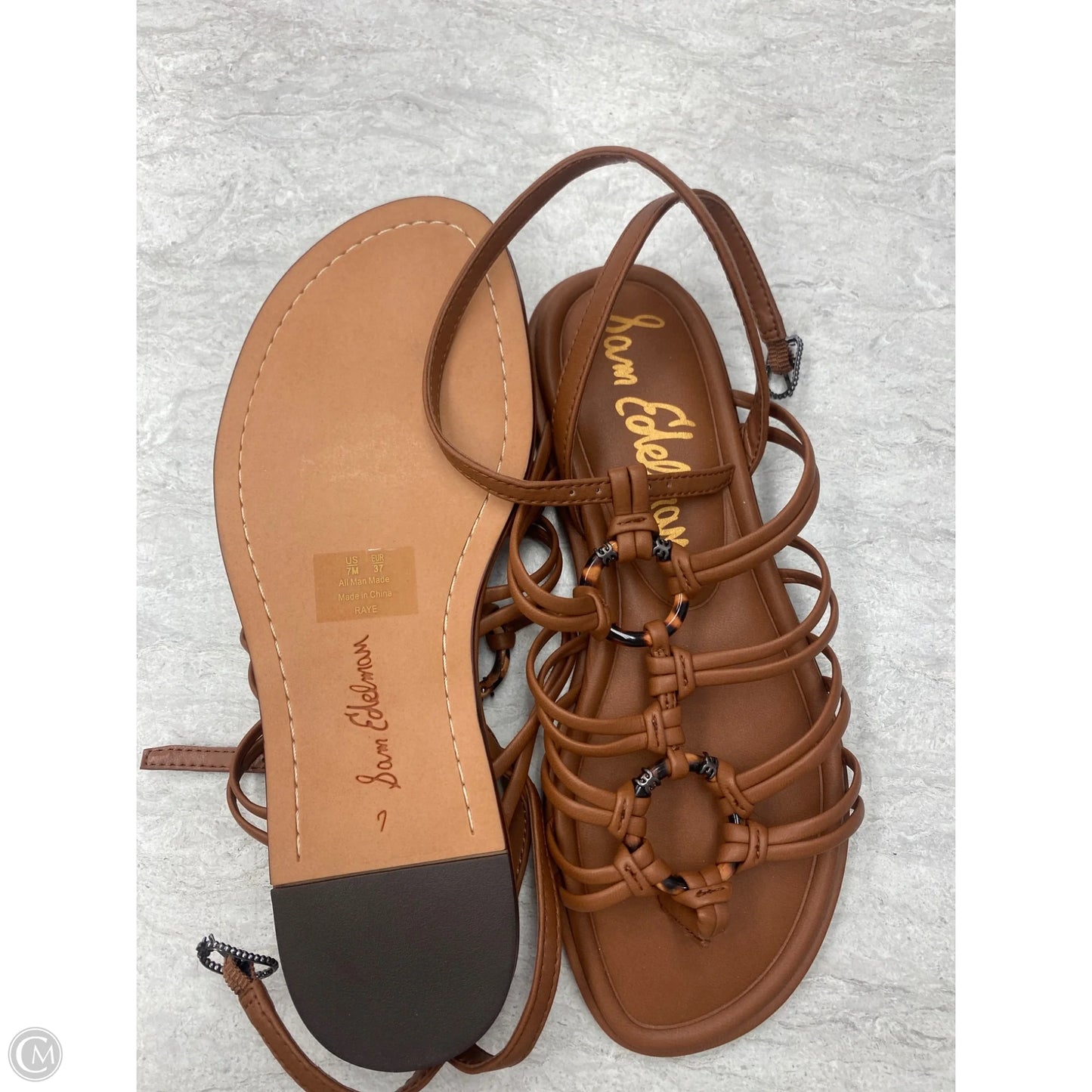 Sandals Flats By Clothes Mentor In Brown, Size: 7