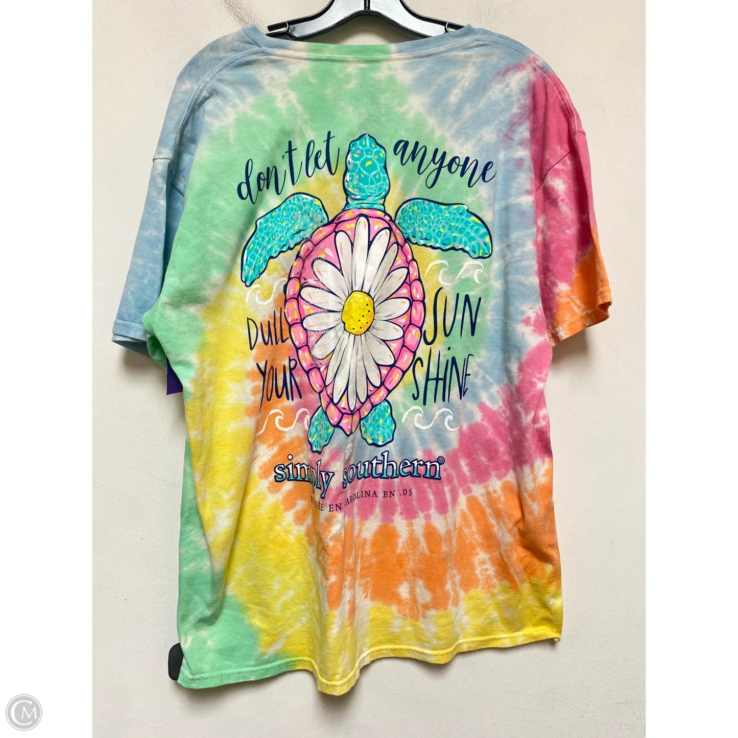 Top Short Sleeve Basic By Simply Southern In Tie Dye Print, Size: Xl