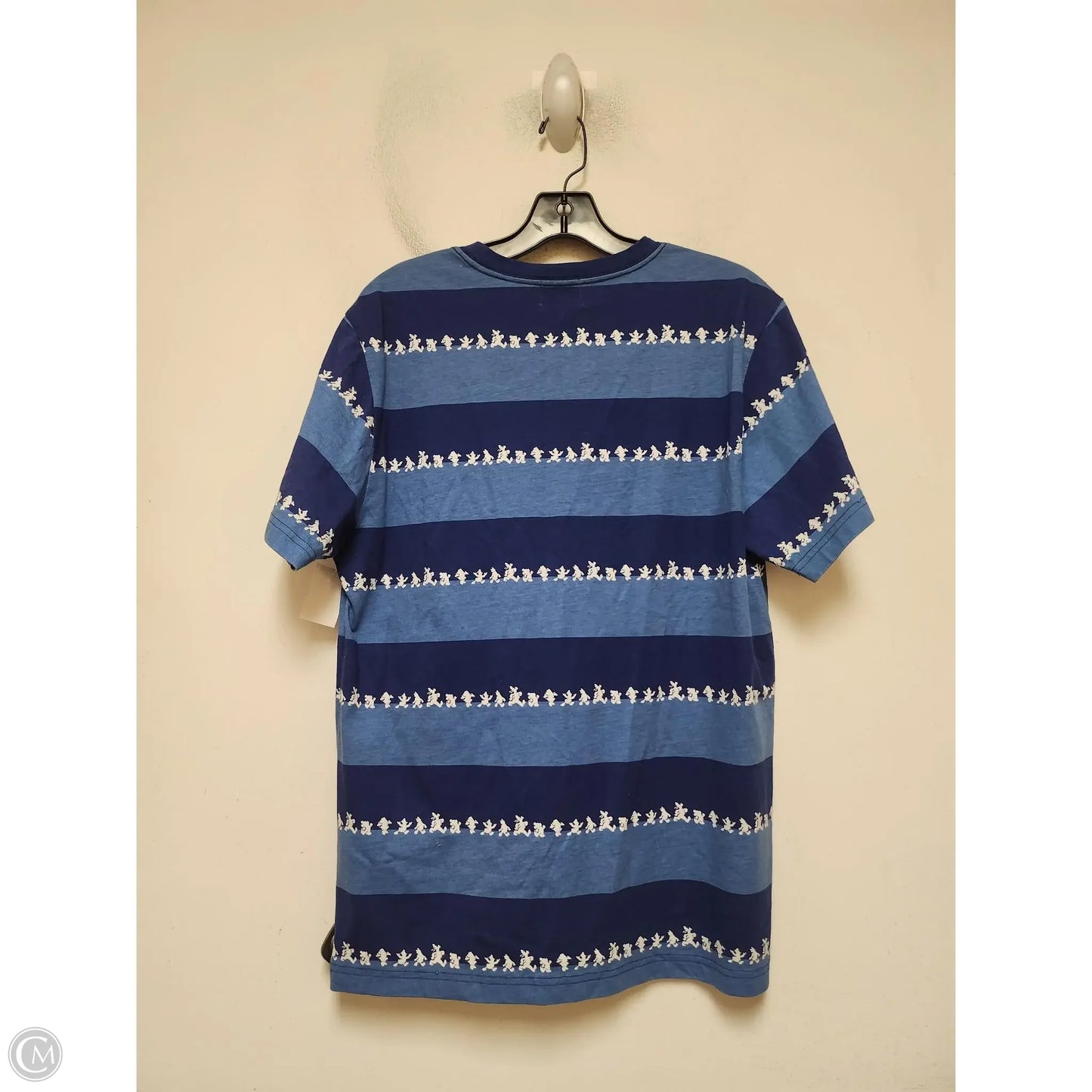 Top Short Sleeve Basic By Walt Disney In Blue & White, Size: M