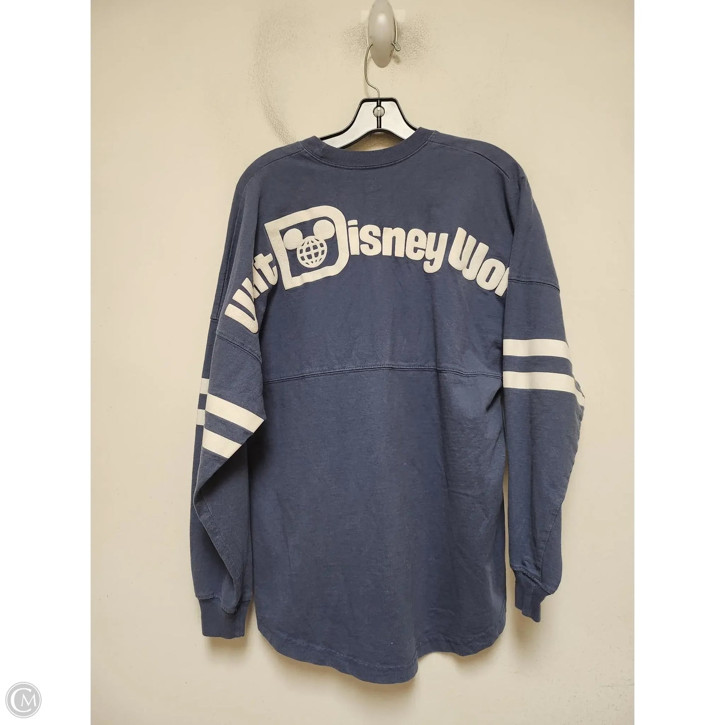 Top Long Sleeve By Walt Disney In Blue & White, Size: S