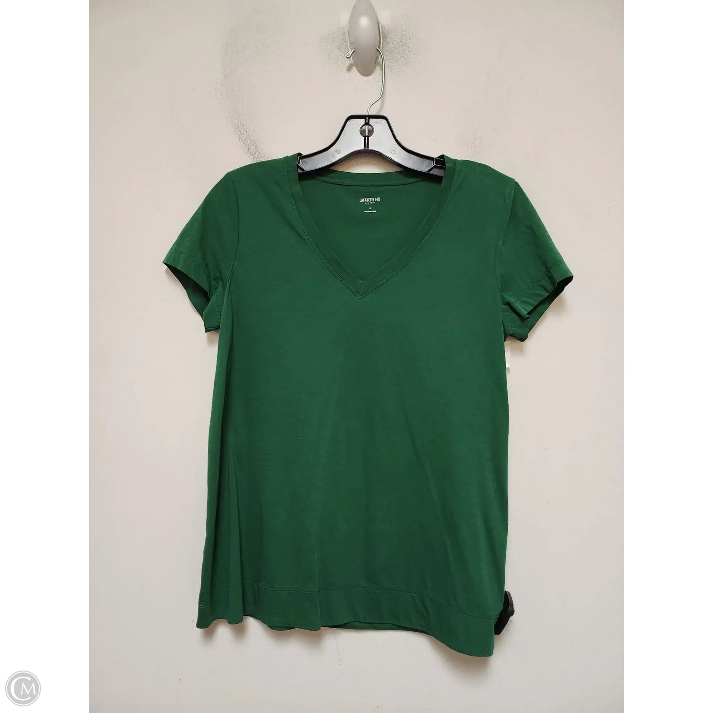Top Short Sleeve Designer By Lafayette 148 In Green, Size: S