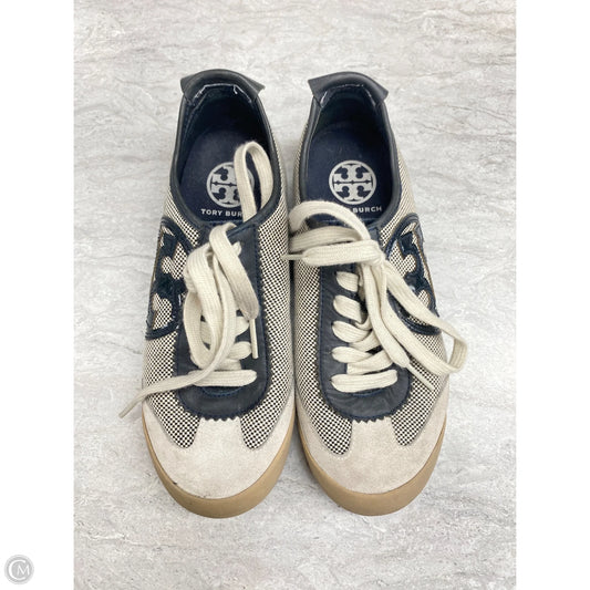Shoes Designer By Tory Burch In Blue & Cream, Size: 5