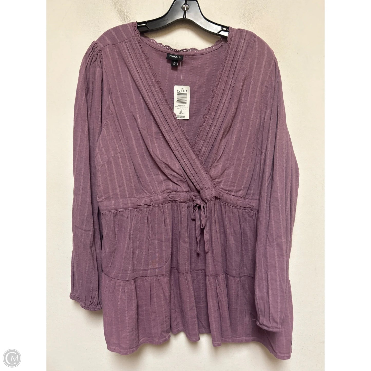 Top Long Sleeve By Torrid In Purple, Size: 2x