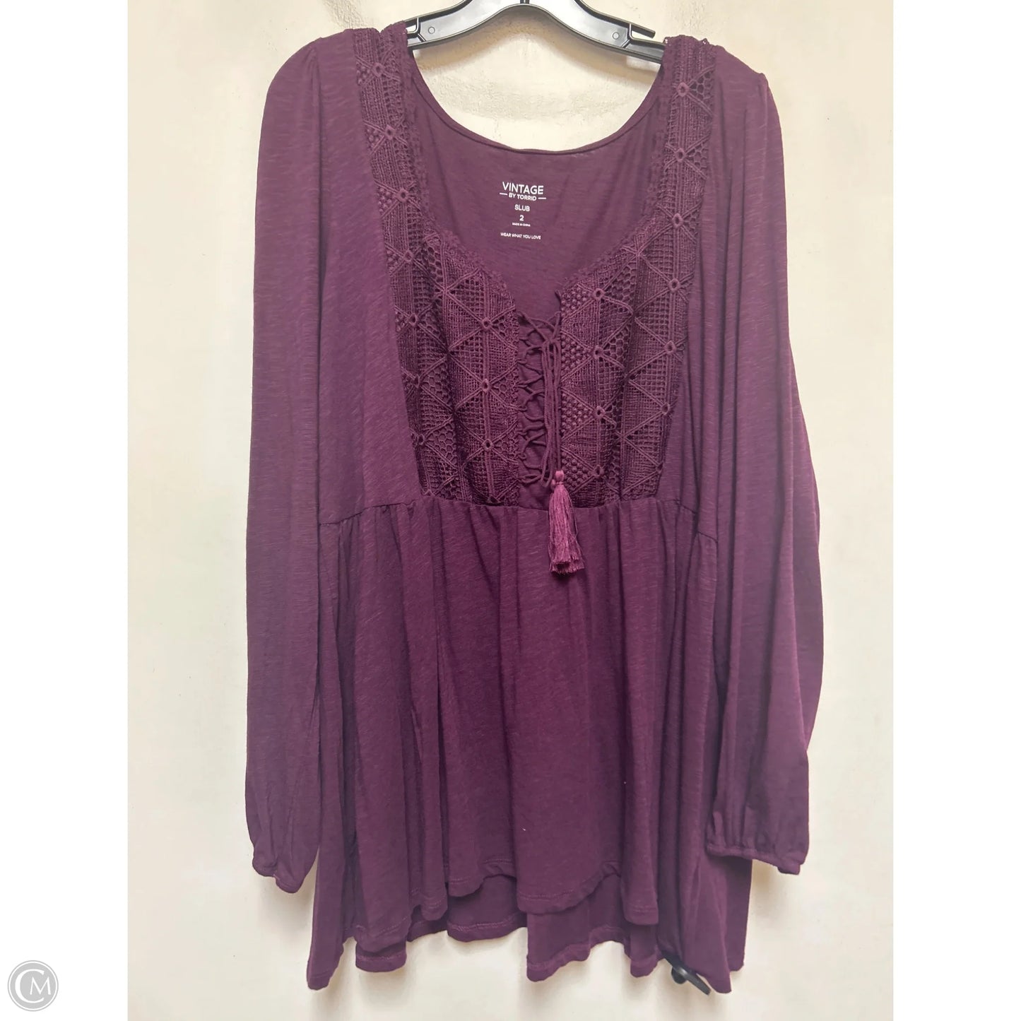 Top Long Sleeve By Torrid In Purple, Size: 2x