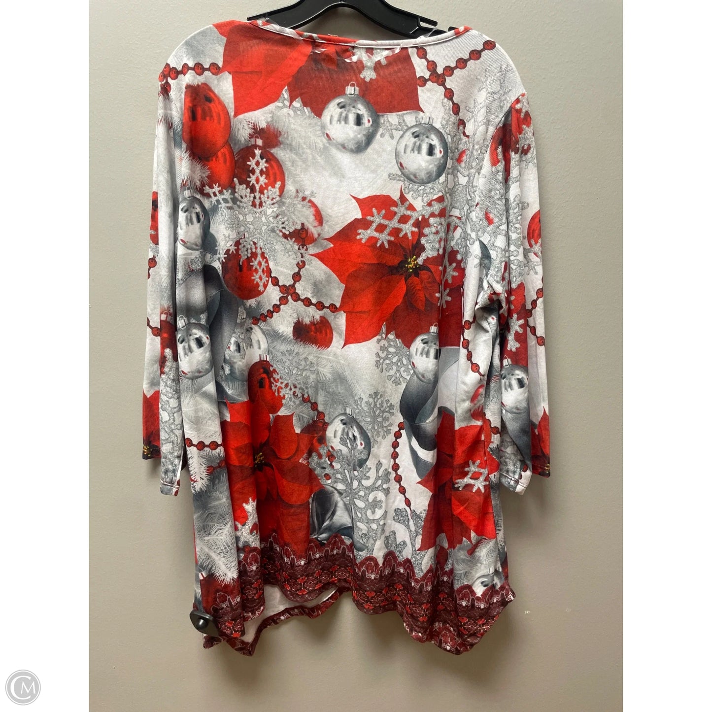 Top Short Sleeve By One World In Grey & Red, Size: 3x